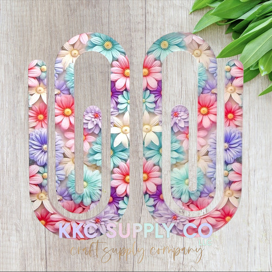 Jumbo Acrylic Printed Paperclip-3D Floral