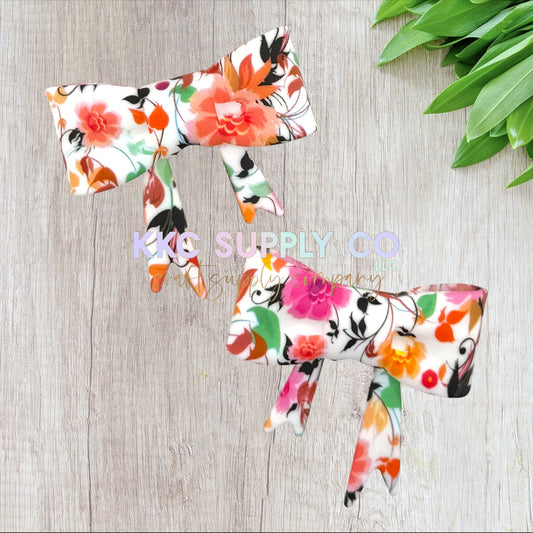 Spring Floral Large Bow Silicone Focal Bead