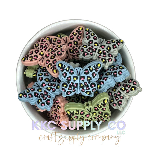 Leopard Print Butterfly Silicone Focal Bead