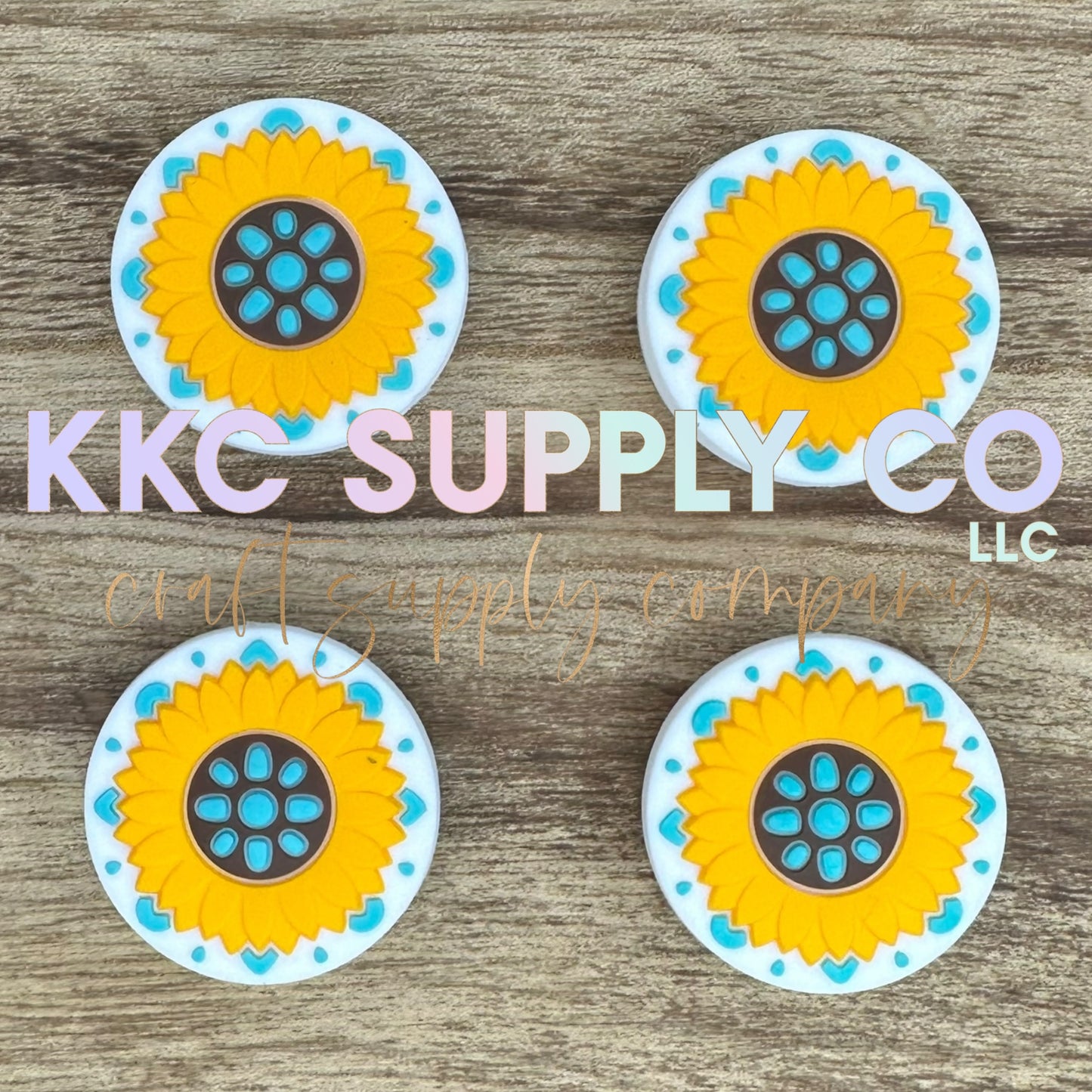 Turquoise Sunflower Silicone Focal Bead
