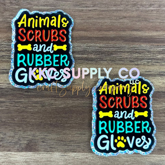 AT85-Animal Scrubs & Rubber Gloves-Acrylic Badge Reel Topper
