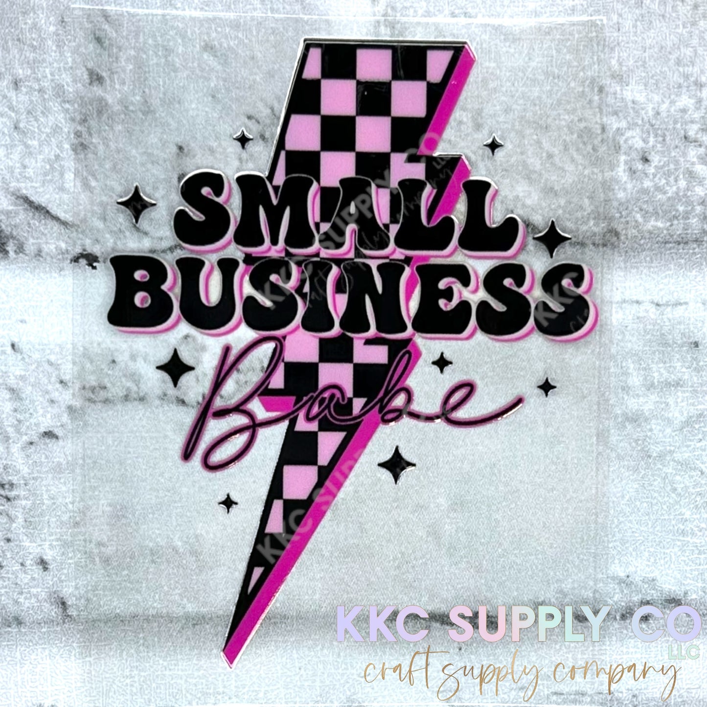 UV16496-Small Business Babe Checkered UV DTF Decal