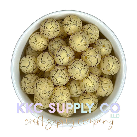 SC06-Gold Shimmer Crackle Silicone Bead 15mm