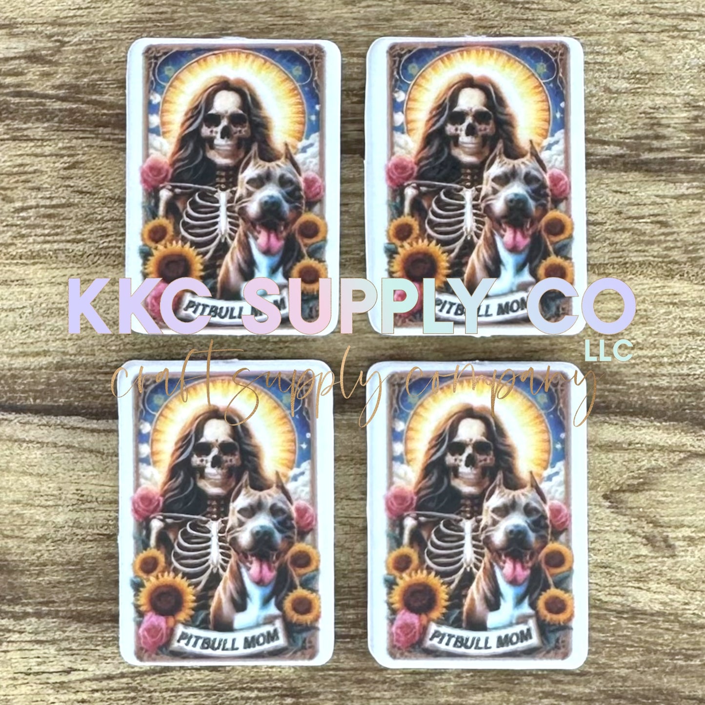 “The Pitbull Mom” Tarot Card Silicone Focal Bead (small)