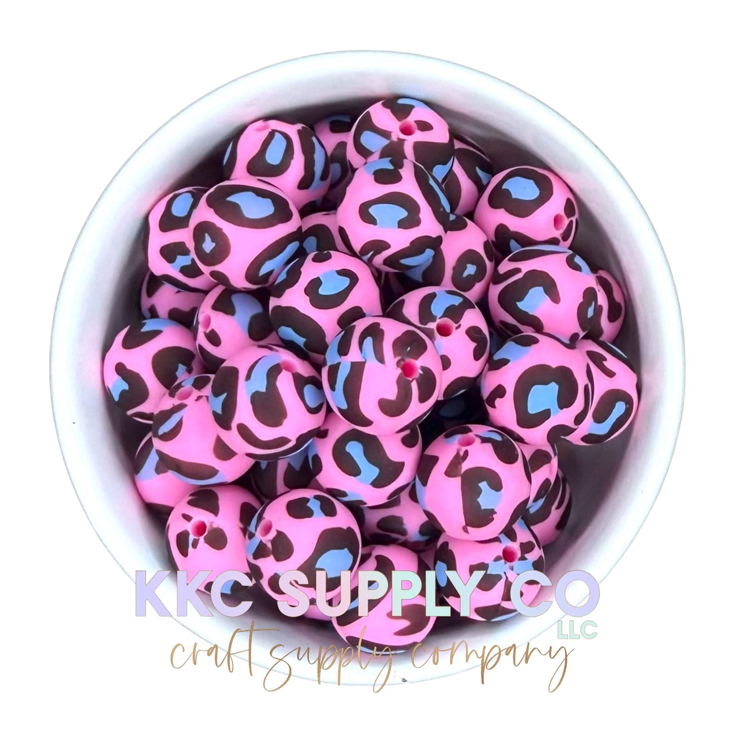 SP203-Wild Cheetah Printed Silicone Bead 15mm