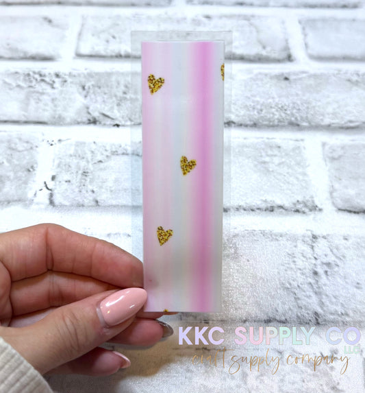 PW98-Pastel Rainbow and Gold Hearts UV DTF Pen Wrap