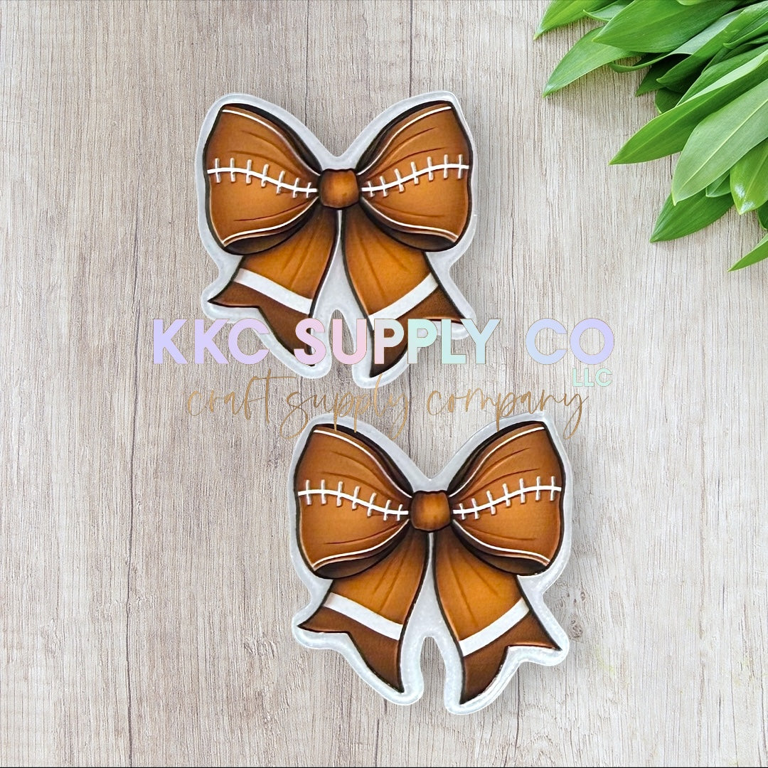 AT204-Football Coquette Bow-Acrylic Flatback