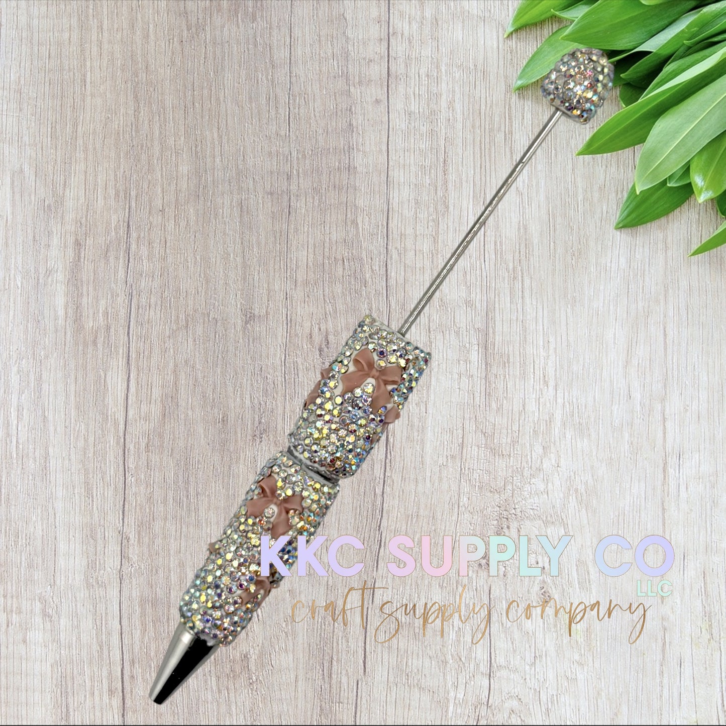 Blush Bow Rhinestone Beadable Pen-AB