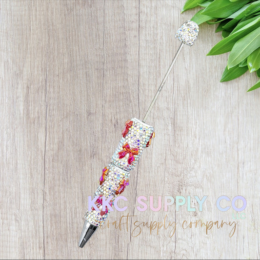 Opal Red Bow AB Rhinestone Beadable Pen