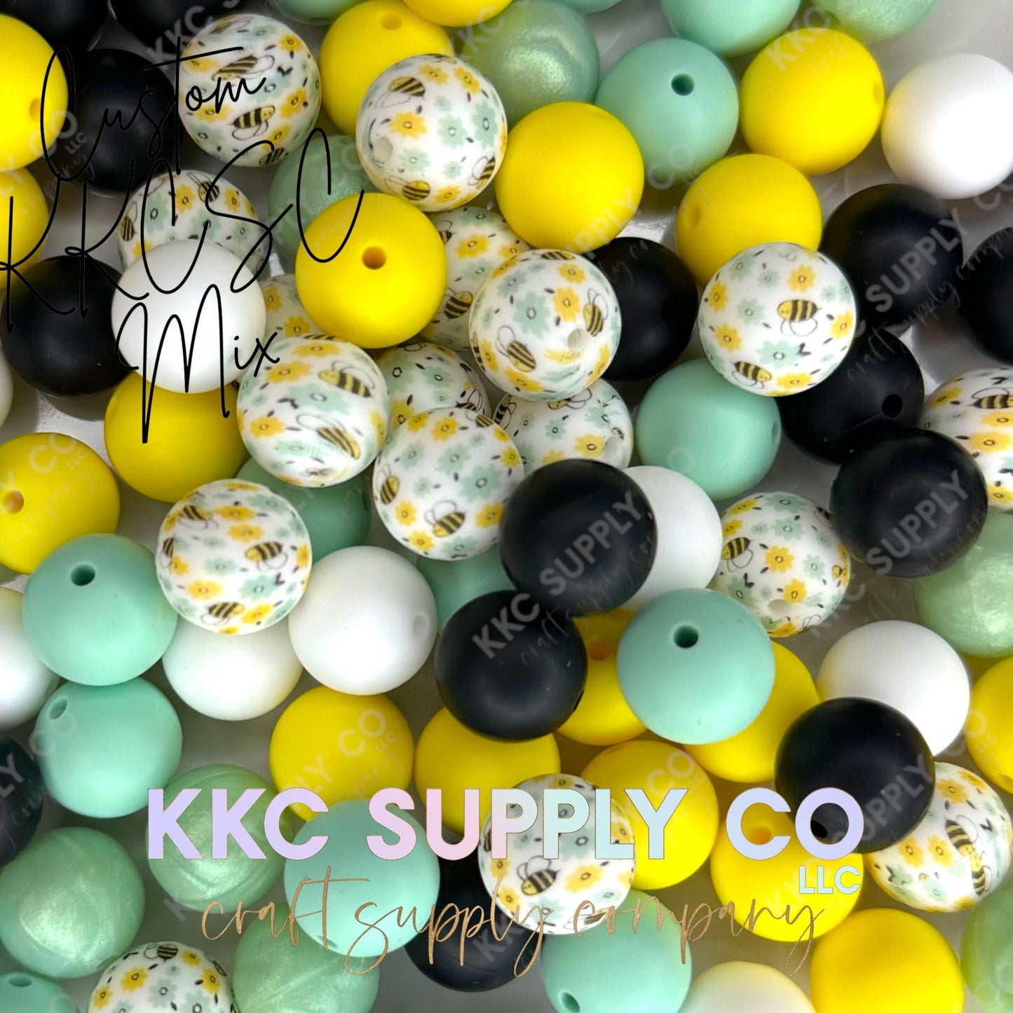 Bee 15mm Silicone Bead Mix-50 Count-Custom KKCSC Mix
