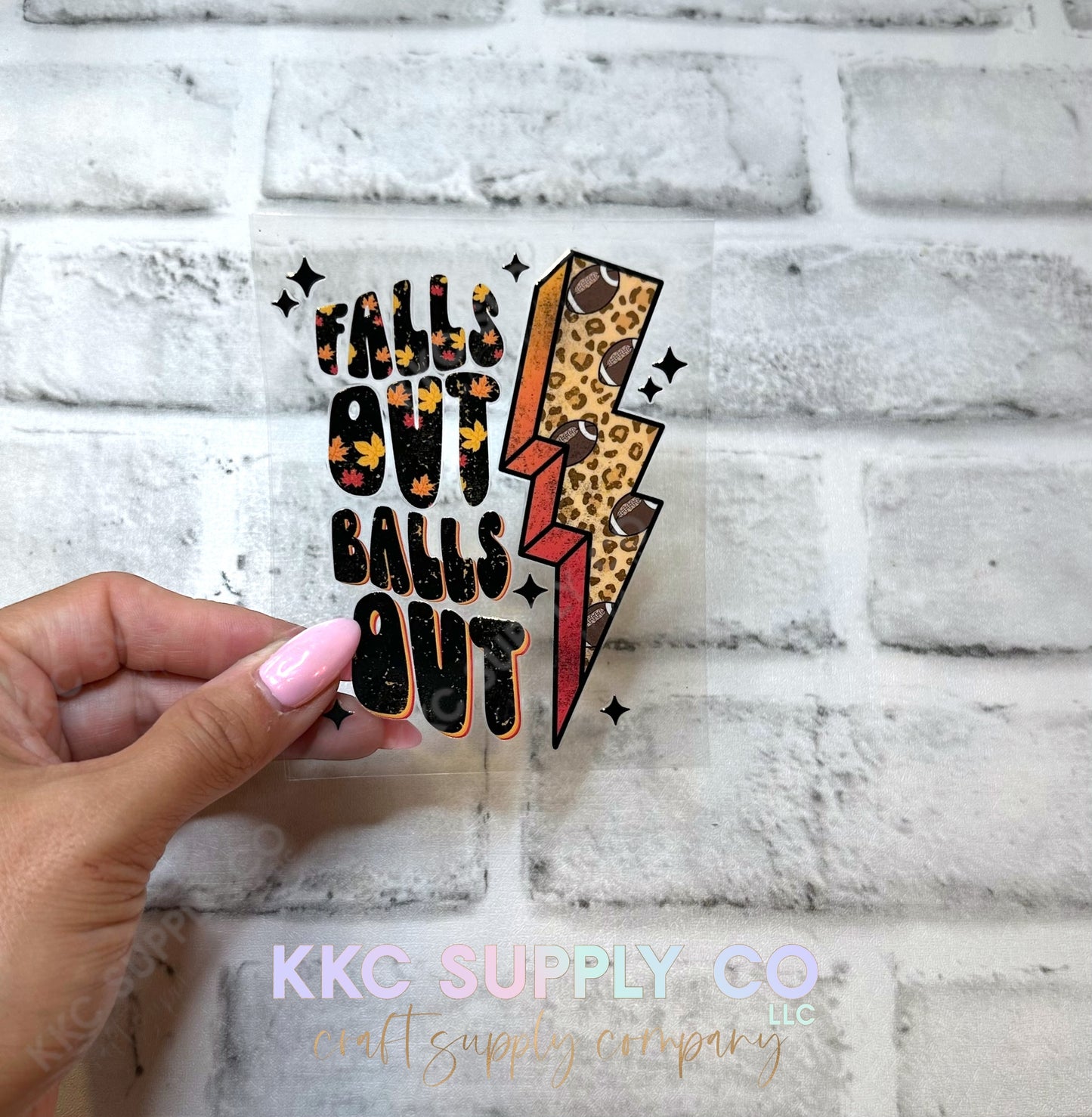 UV16551-Falls Out Balls Out UV DTF Decal