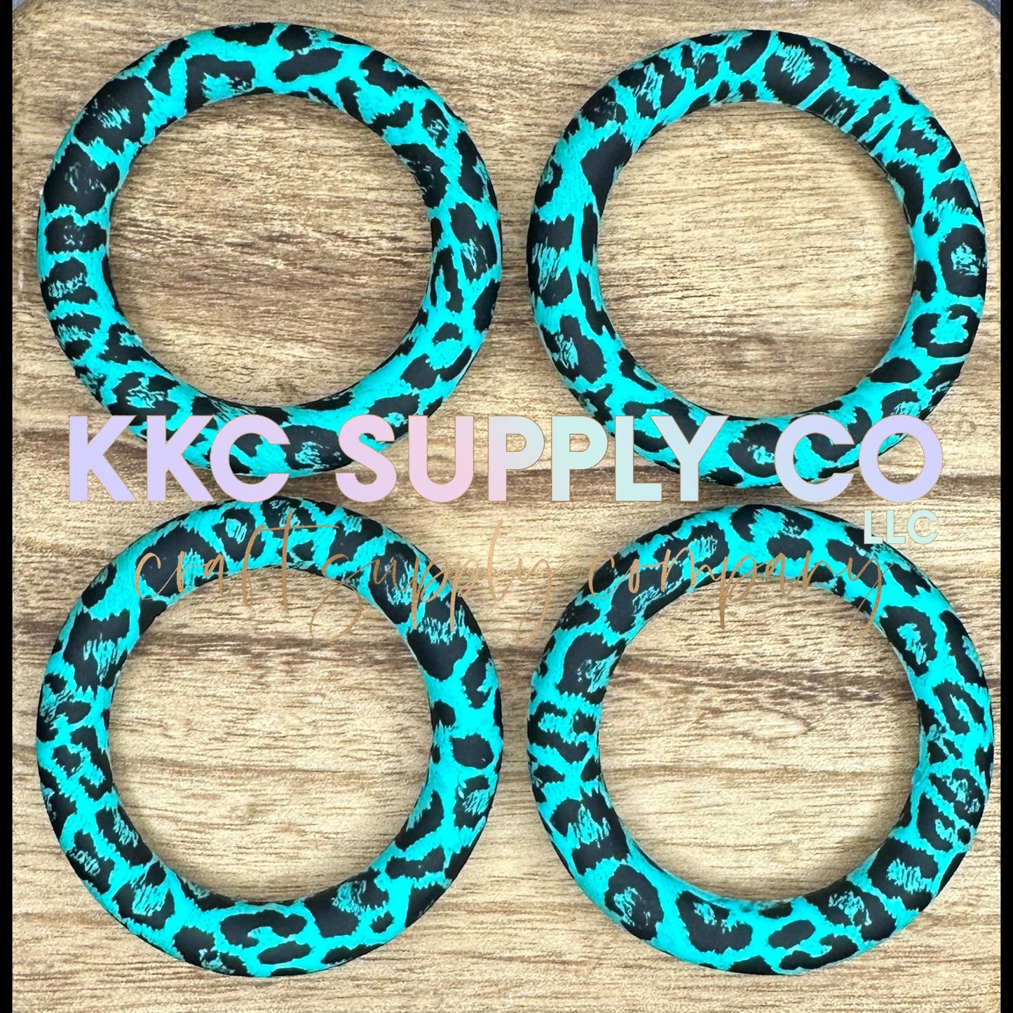 SP143-Teal Cheetah Print Silicone 65mm Ring