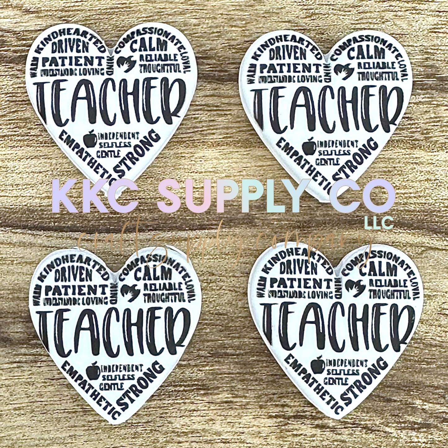 Teacher Heart Silicone Focal Bead