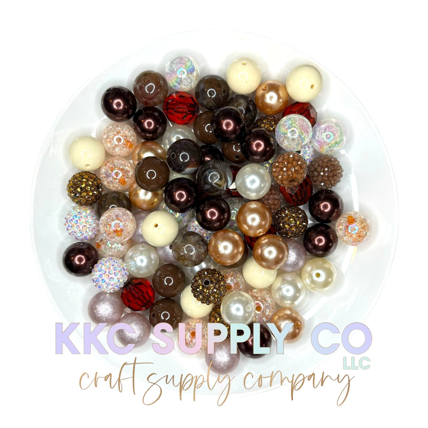 Mocha Latte Bubblegum Bead Mix 20mm