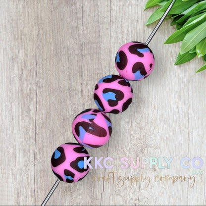 SP203-Wild Cheetah Printed Silicone Bead 15mm