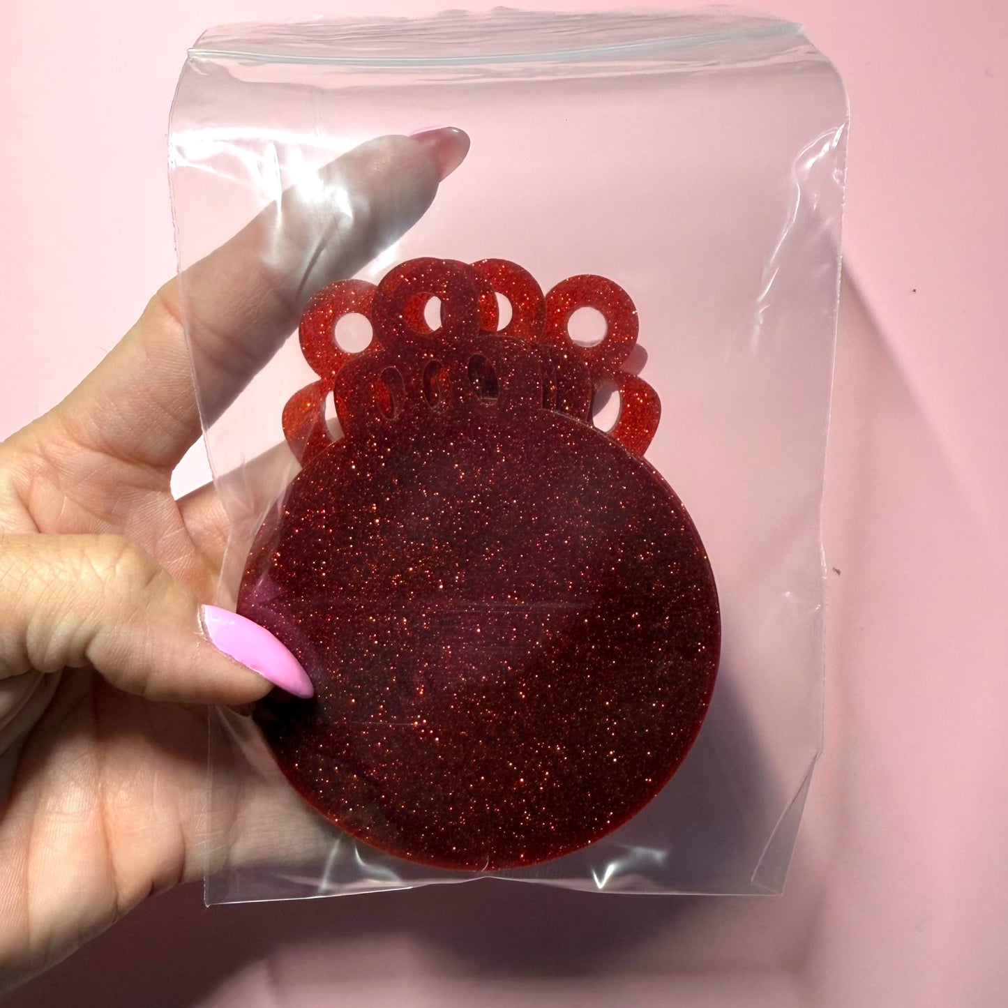 Red Glitter Acrylic 2.75in Ornament Destash Pack -  5 Count