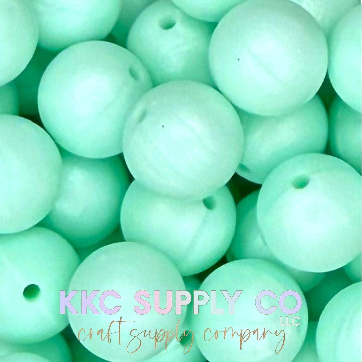 SS90-Mint Shimmer Solid Silicone Beads