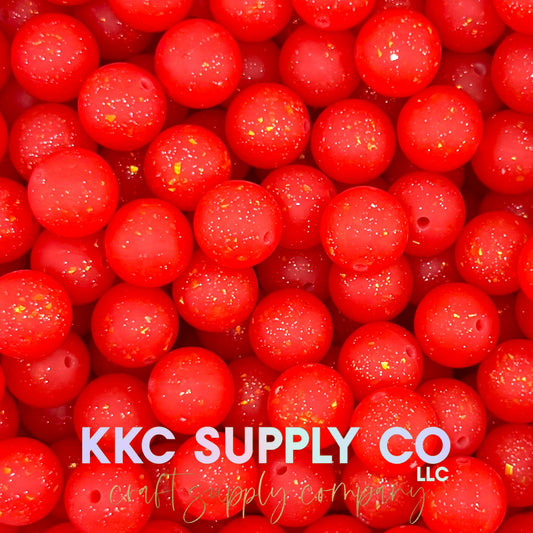SG56-Red with Gold Confetti Glitter Silicone Beads