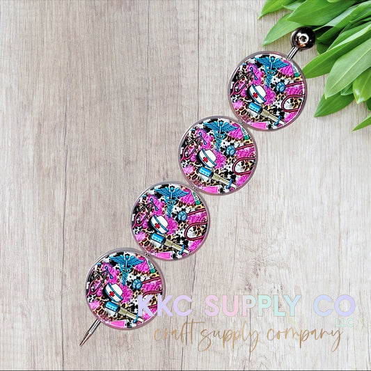 Leopard Healthcare Round Acrylic Focal Bead