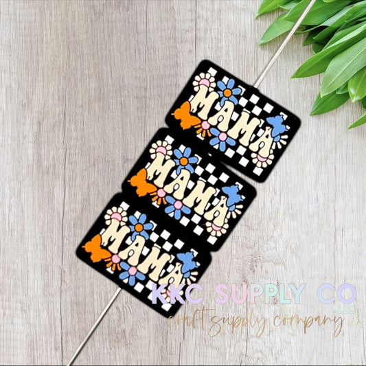 Checker Pastel Mama Silicone Focal Bead