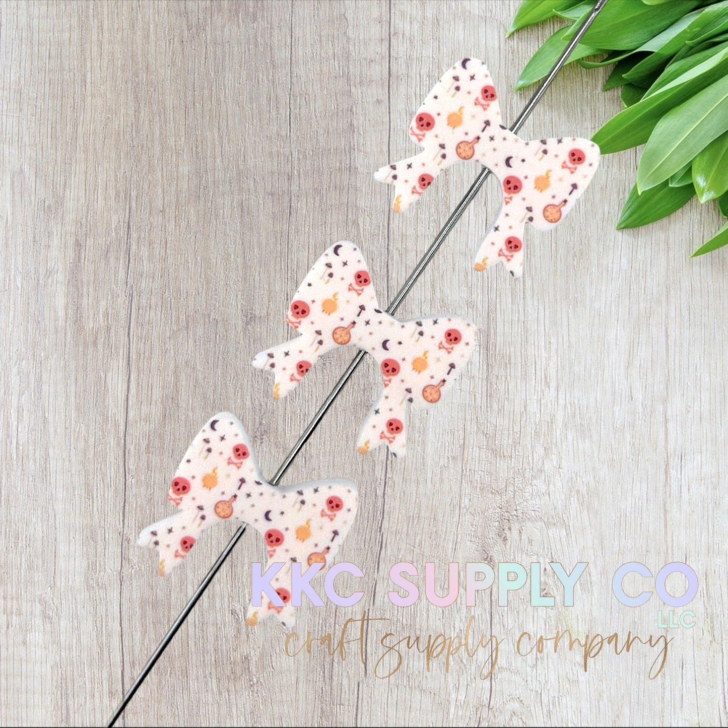 Halloween Skull Buddy Bow Silicone Focal Bead