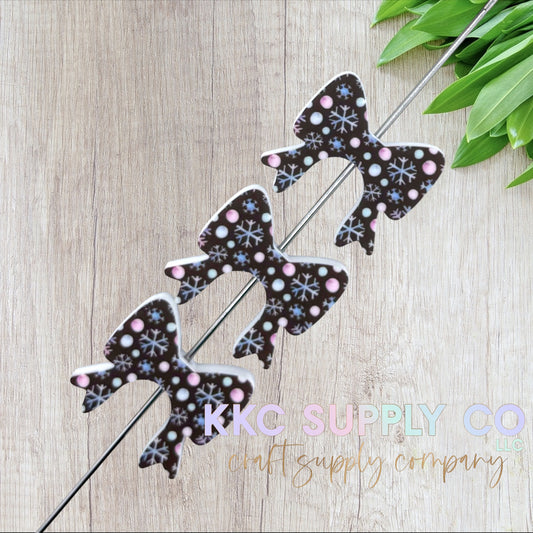 Winter Night Buddy Bow Silicone Focal Bead