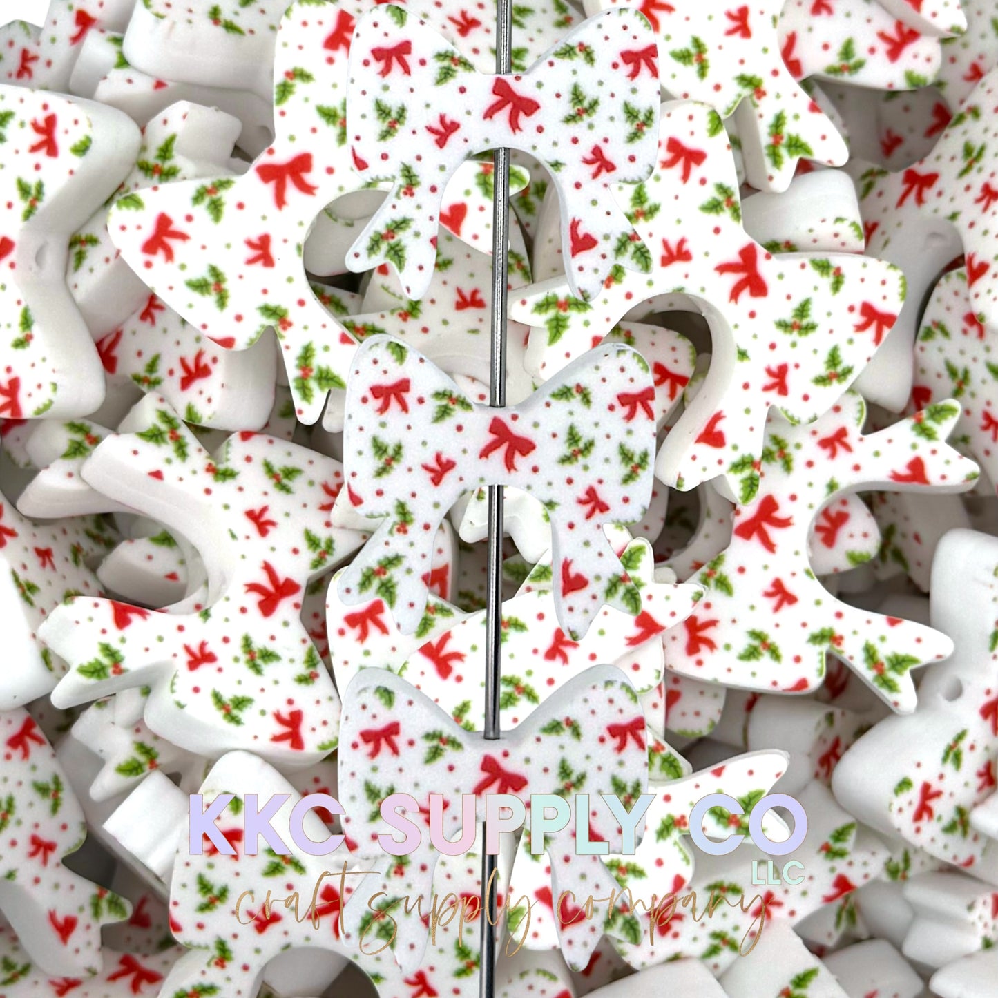 Christmas Bows Buddy Bow Silicone Focal Bead