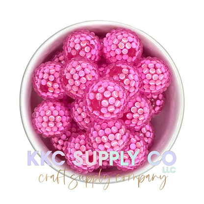 Pink Clear AB Crystal Glass Rhinestone Bubblegum Bead 20mm