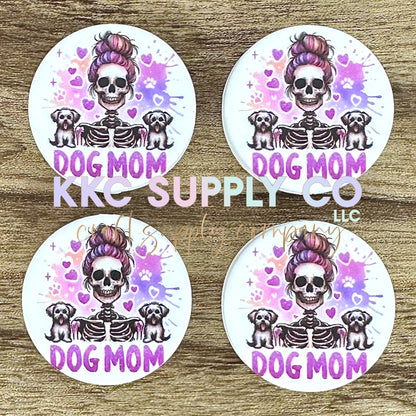 Dog Mom Round Silicone Focal Bead