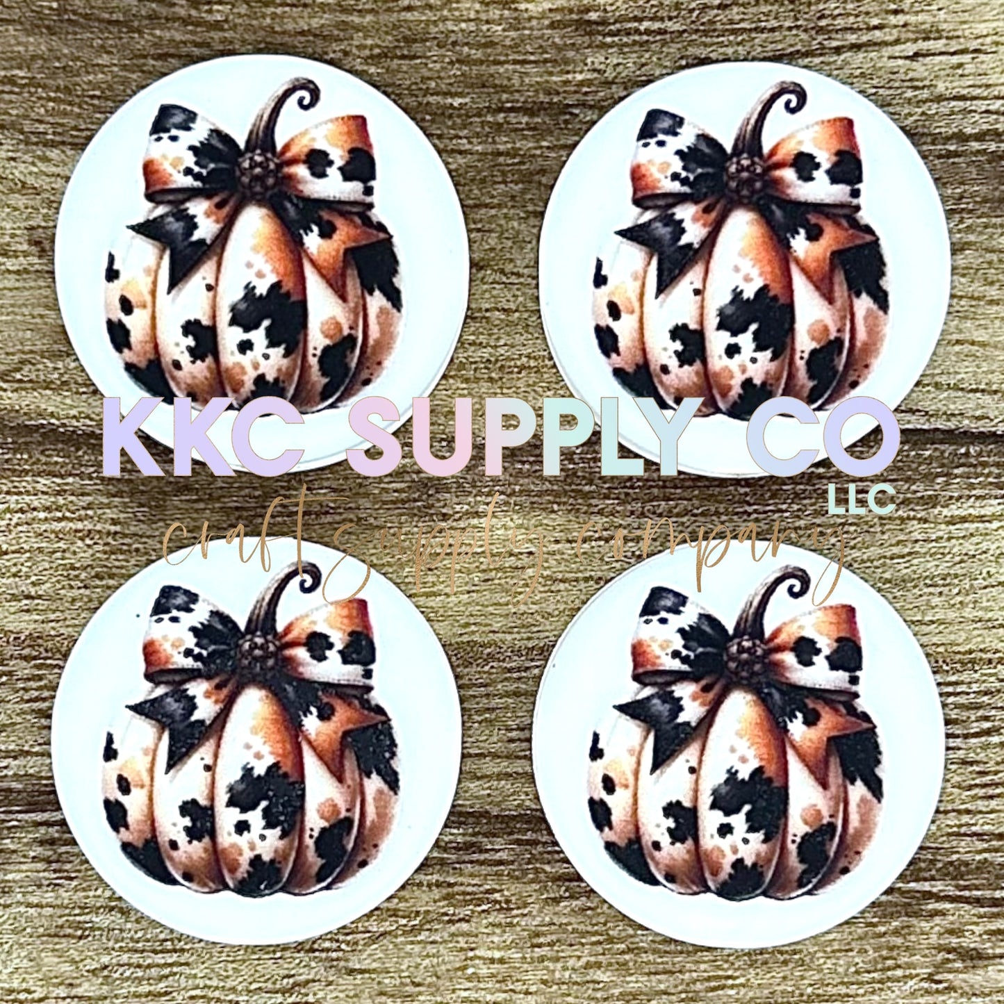 Cow Print Pumpkin Round Silicone Focal Bead