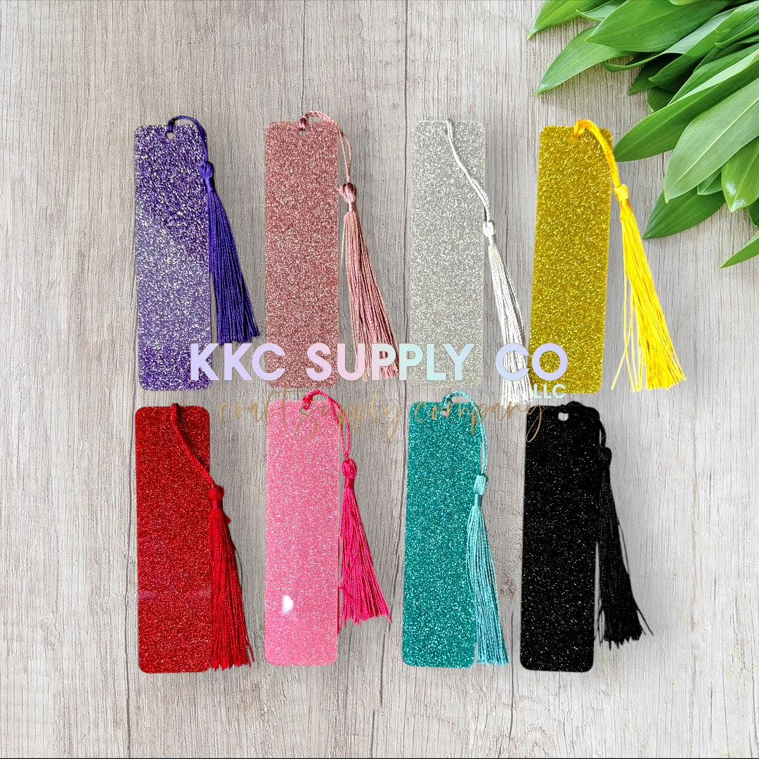 Acrylic Glitter Bookmark, comes with matching color tassel