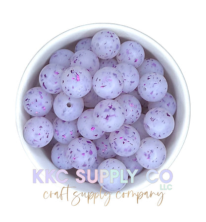 SG42-Purple Confetti Glitter Silicone Beads 15mm