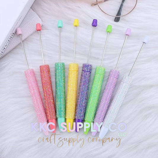 Long Slim Rhinestone Beadable Pen