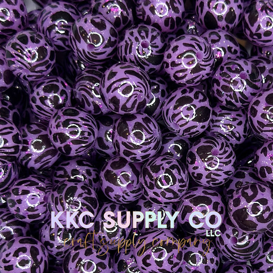 SGL68-Purple Leopard Liquid Glitter Silicone Beads
