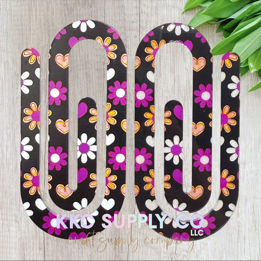 Jumbo Acrylic Printed Paperclip-Dark Floral