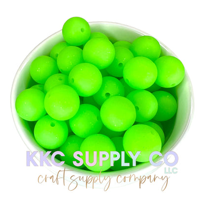 SS69-Neon Glitter Green Solid Silicone Bead 15mm