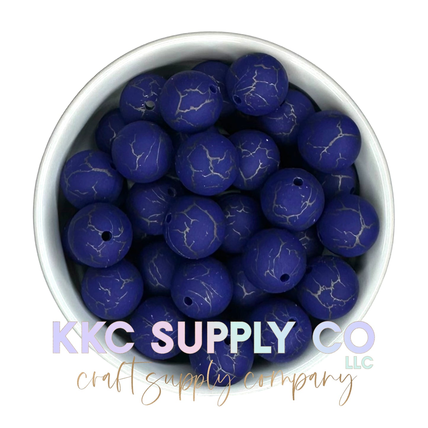 SC02-Navy Blue Crackle Silicone Bead 15mm