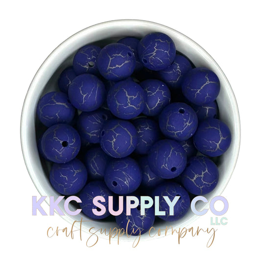 SC02-Navy Blue Crackle Silicone Bead 15mm