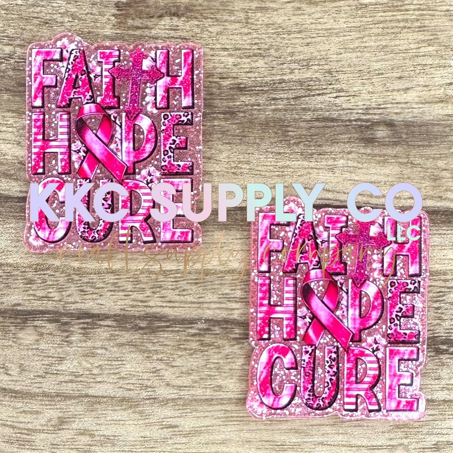 AT11-Faith Hope Cure-Acrylic Badge Reel Topper