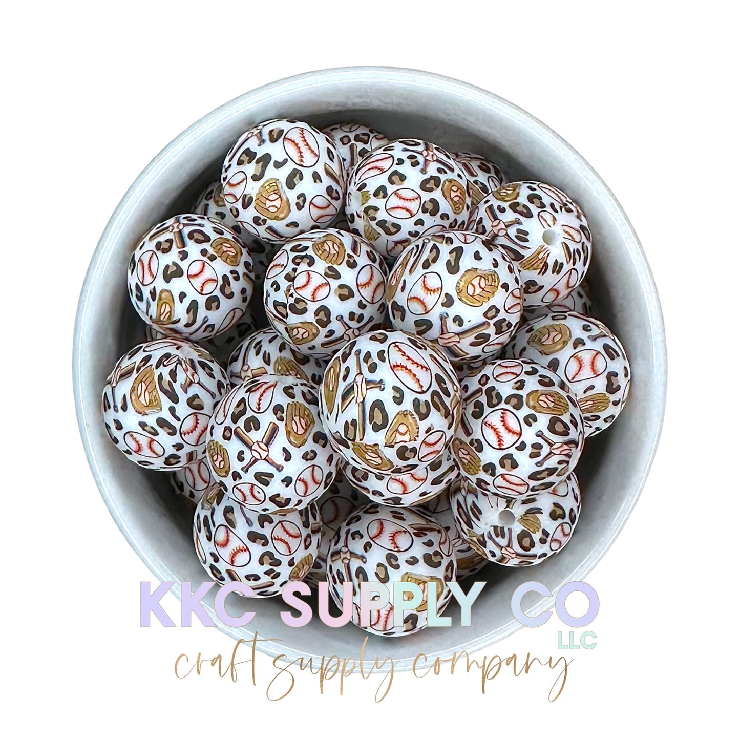 SP84-Leopard Baseball and Mits Silicone Bead 19mm