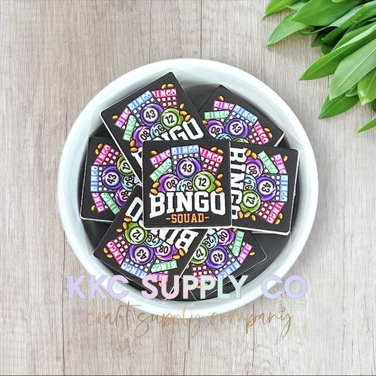 Bingo Printed Square Silicone Focal Bead