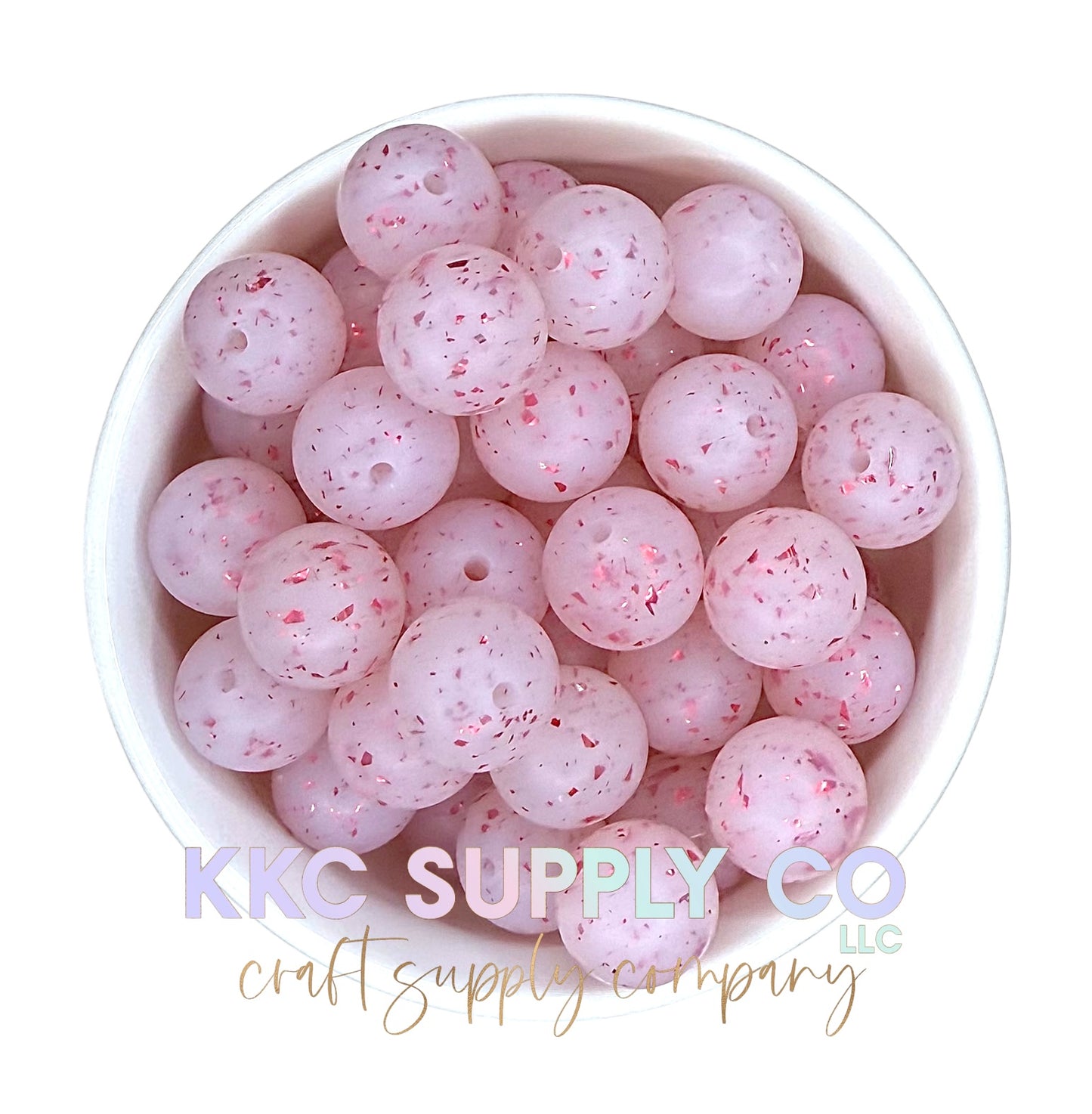 SG41-Pink Confetti Glitter Silicone Beads 15mm