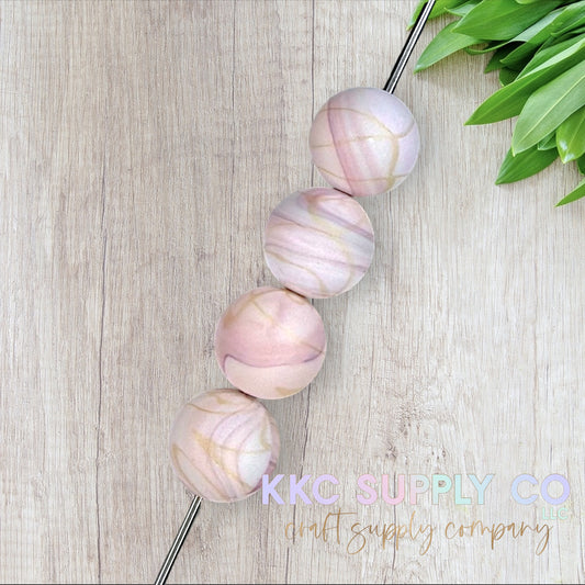 SP193-Elegant Pastel Marble Printed Silicone Bead 15mm