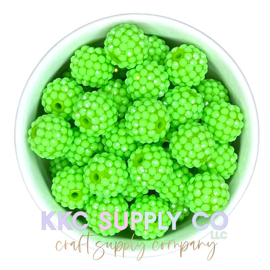 Jelly Neon Green Acrylic Rhinestone Bead 16mm