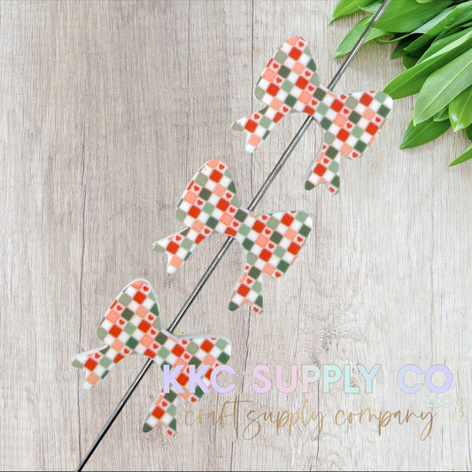 Christmas Patch Work Buddy Bow Silicone Focal Bead