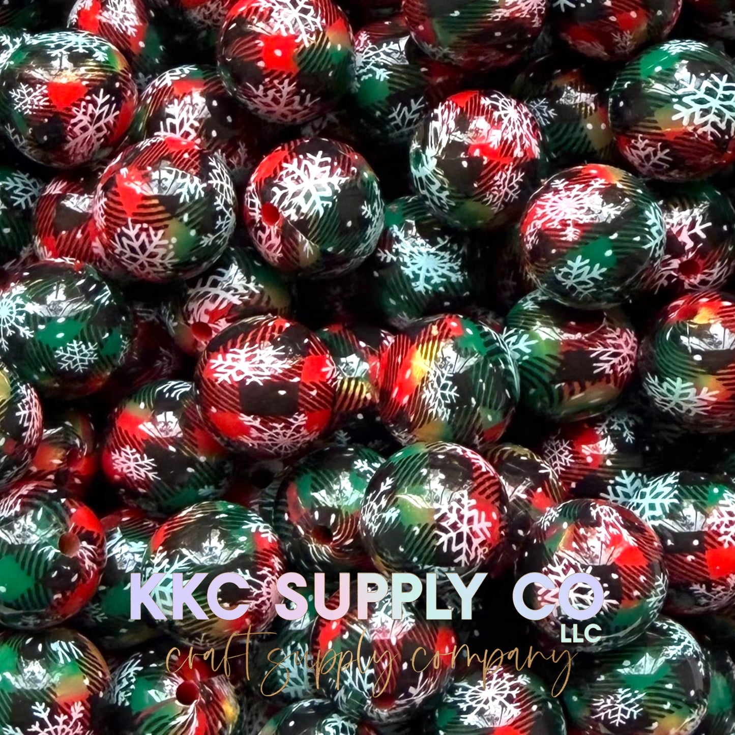 Christmas Plaid-Red, Green and Gold-Liquid Glitter Bead