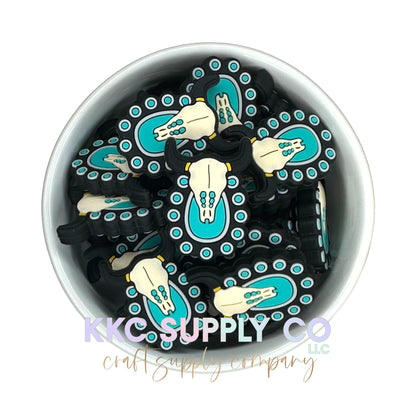 Turquoise Bull Silicone Focal Bead