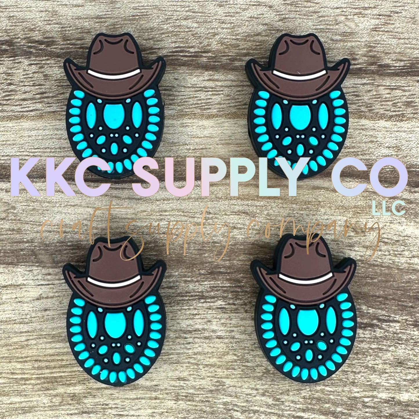 Turquoise Cowboy Silicone Focal Bead