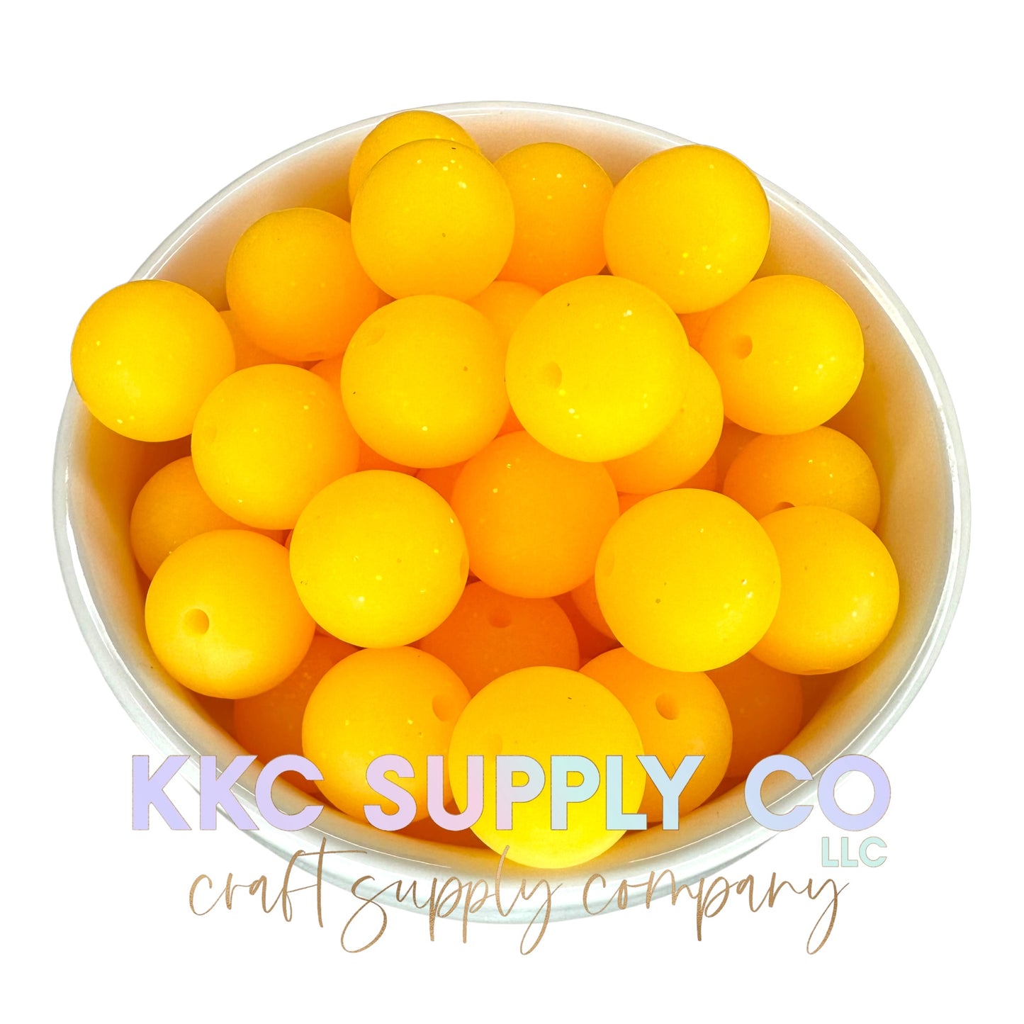 SS71-Neon Glitter Yellow Solid Silicone Bead 15mm