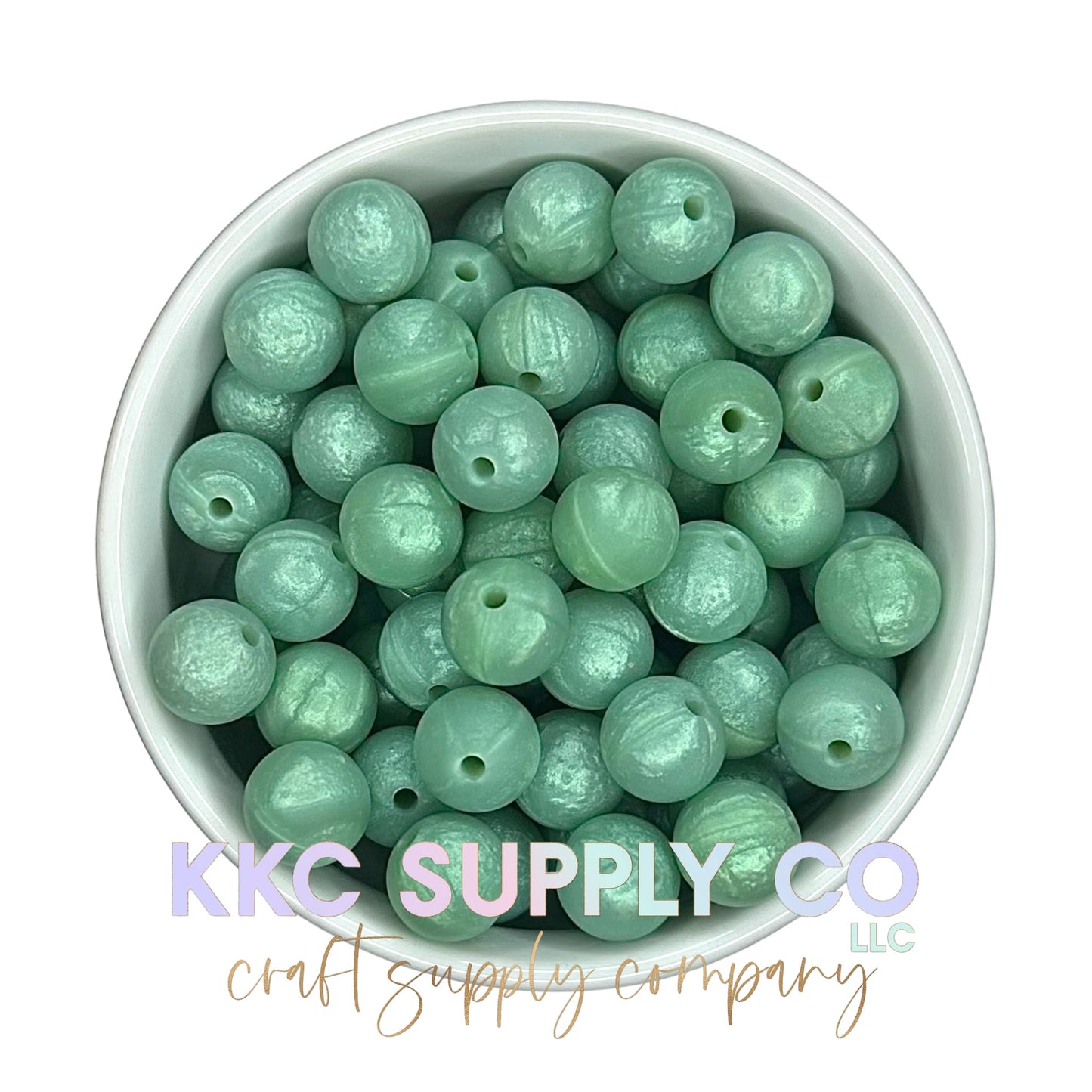 SS73-Light Green Shimmer Silicone Bead 12mm Round
